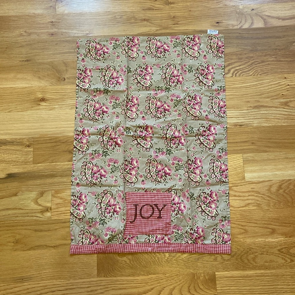 "Joy" floral and checked Kitchen Towel